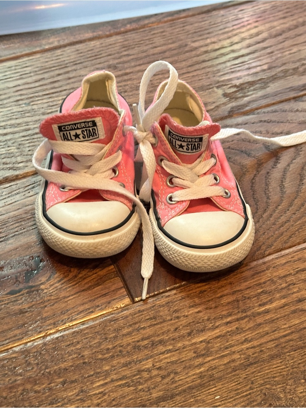 Kids Low-Top Pink Canvas Sneakers with White Accents